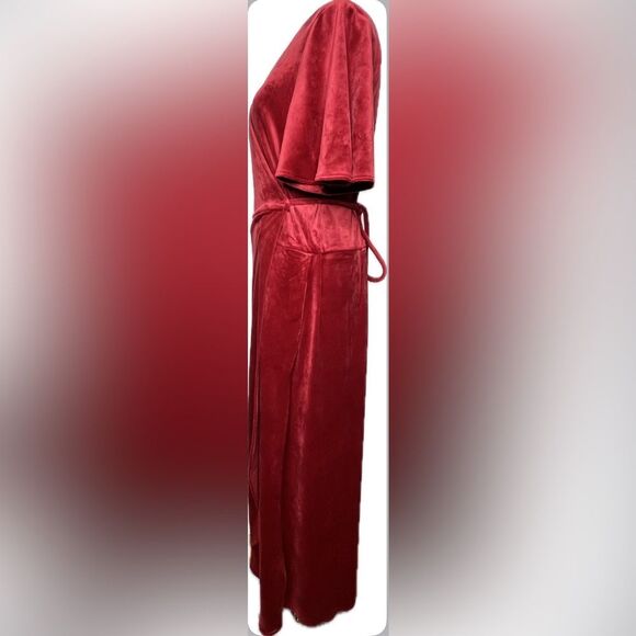 Marin Layer Viola Velour Midi Red Wrap Dress Size XL - Picture 4 of 9
